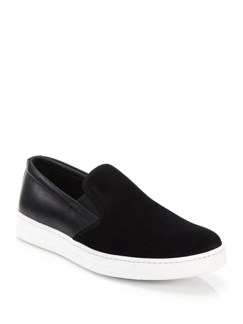 prada slip on black|Prada men's slip on shoes.